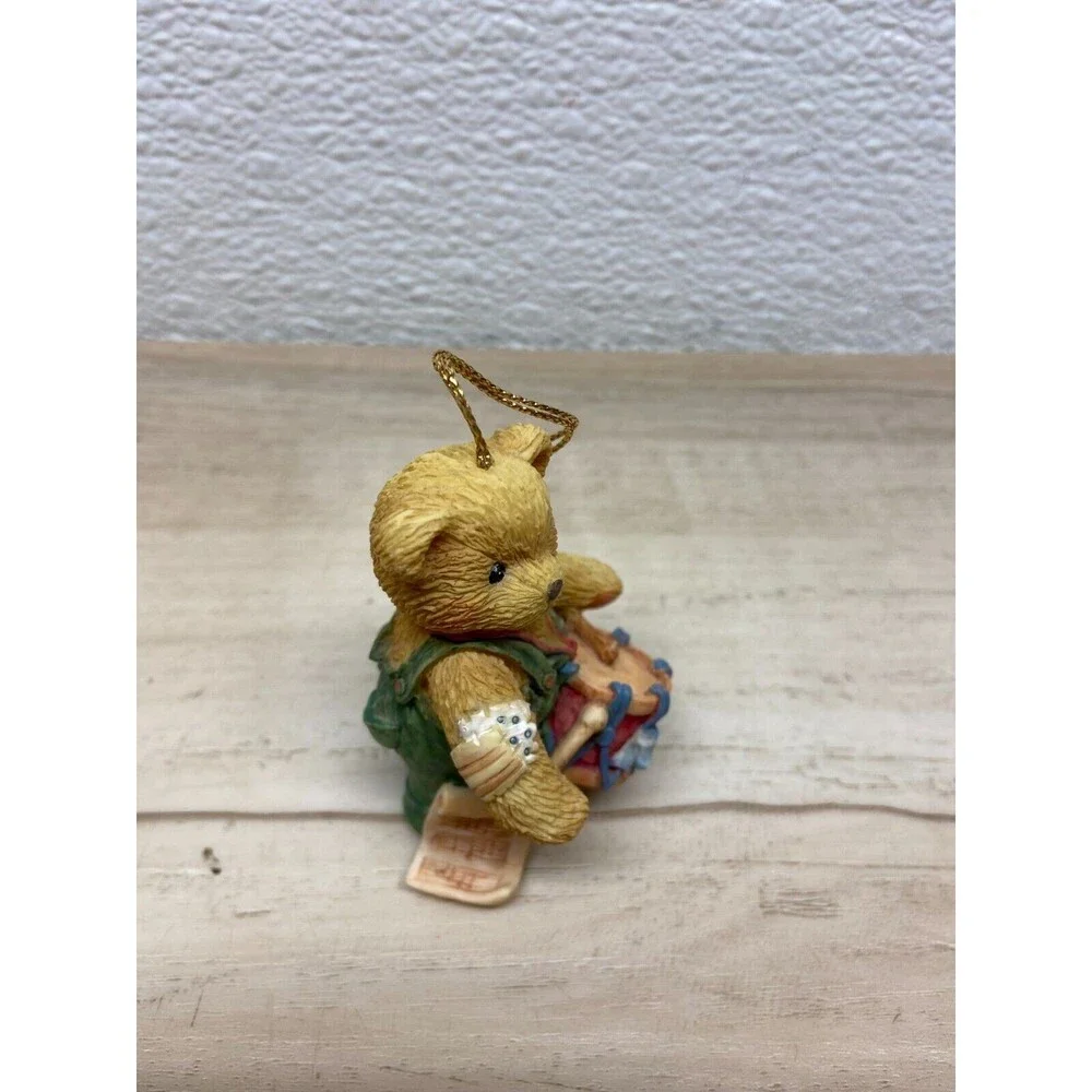 Vtg 1994 Enesco Cherished Teddies I ll Play My Drum For You Hanging Ornament Fig